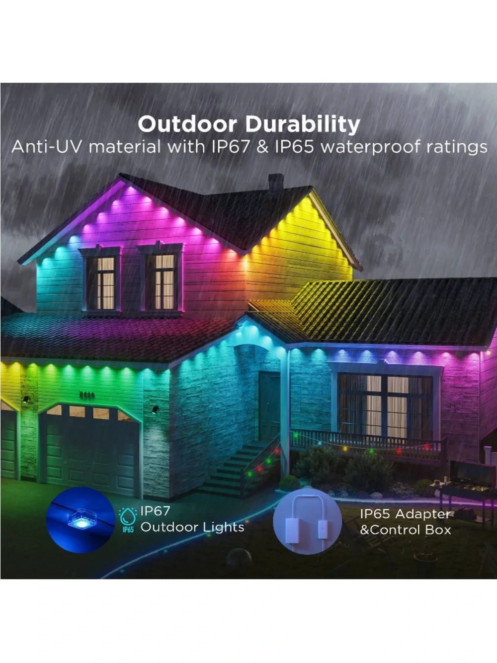 Open Box - Govee -  100ft RGBICW White Permanent Outdoor Lights  White